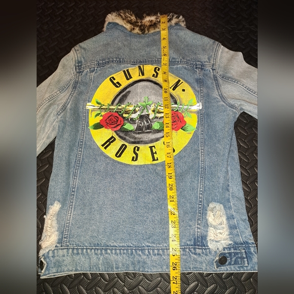 Guns n' Rose's Denim faux cheetah fur collared jacket - Picture 6 of 9
